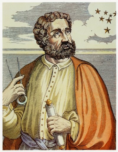 Portrait of Ferdinand Magellan (1480 - 1521) with Navigational Instruments by Andre Thevet